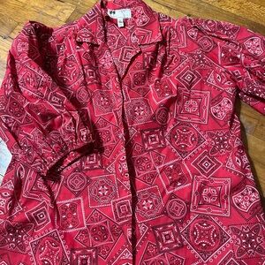 Vintage 70s Red Bandana Western Shirt Women’s XL